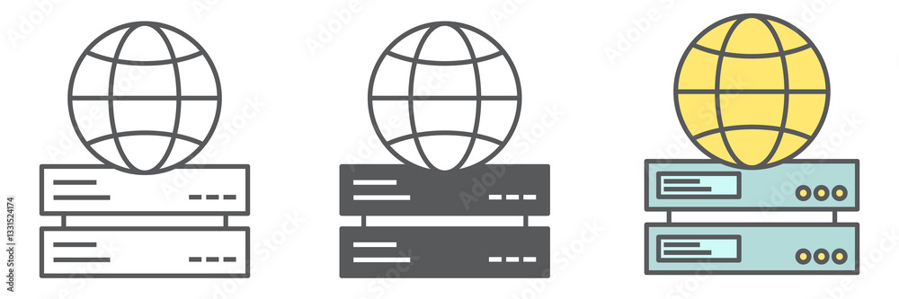 Aufkleber web hosting icon collection, database and storage, data network vector icon set, vector graphics, ed