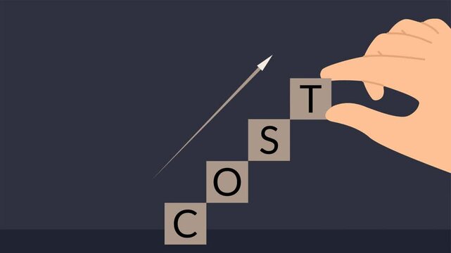 hand holding a block of writing that says cost. cost increase