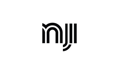 NJI Creative Unique Modern Letter Logo Design. Stylized logo featuring a unique letter design, presenting abstract minimalist aesthetics and modern appeal.