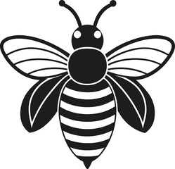 Black Silhouette Bee Vector – Elegant Honeybee Illustration for Spring and Nature Designs