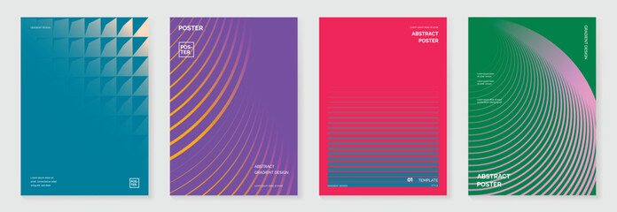 Abstract line sport poster background vector set. Minimalist cover template with vibrant perspective line wave in motion. Ideal design for social media, cover, banner, flyer, ads. © TWINS DESIGN STUDIO