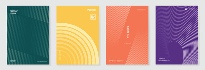 Abstract line sport poster background vector set. Minimalist cover template with vibrant perspective line wave in motion. Ideal design for social media, cover, banner, flyer, ads. © TWINS DESIGN STUDIO