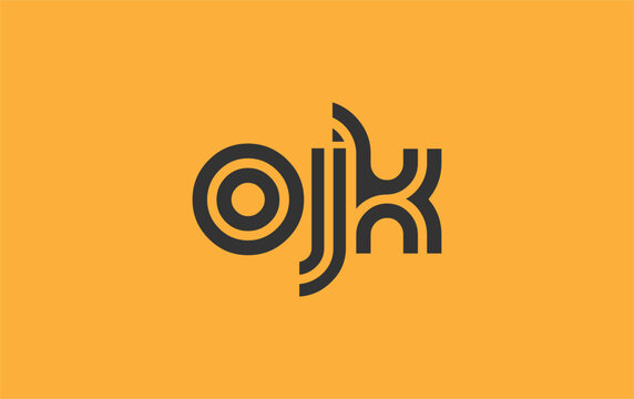 OJK Creative Unique Modern Letter Logo Design. Stylized logo featuring a unique letter design, presenting abstract minimalist aesthetics and modern appeal.