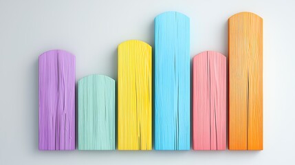 Colorful Wooden Fence Posts On White Background