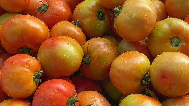 tracking out shot of a fresh tomatos