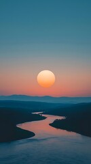 Sunset River Valley Panorama.