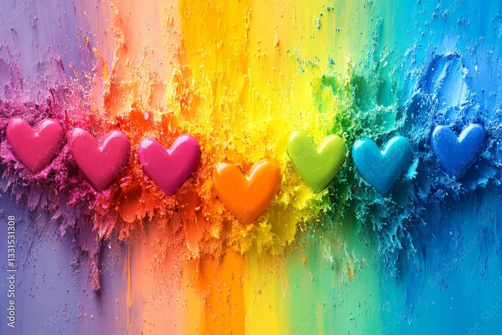 Leinwandbilder colorful hearts create a vibrant display of love and unity in a rainbow pattern on a bright backdrop