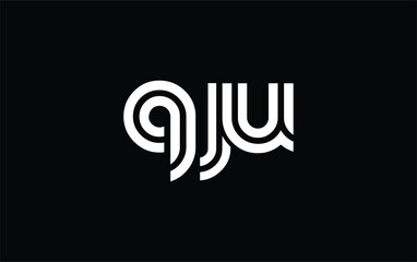 QJU Creative Unique Modern Letter Logo Design. Stylized logo featuring a unique letter design, presenting abstract minimalist aesthetics and modern appeal.