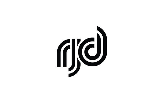 RJD Creative Unique Modern Letter Logo Design. Stylized logo featuring a unique letter design, presenting abstract minimalist aesthetics and modern appeal.