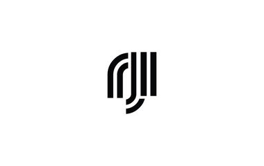 RJI Creative Unique Modern Letter Logo Design. Stylized logo featuring a unique letter design, presenting abstract minimalist aesthetics and modern appeal.