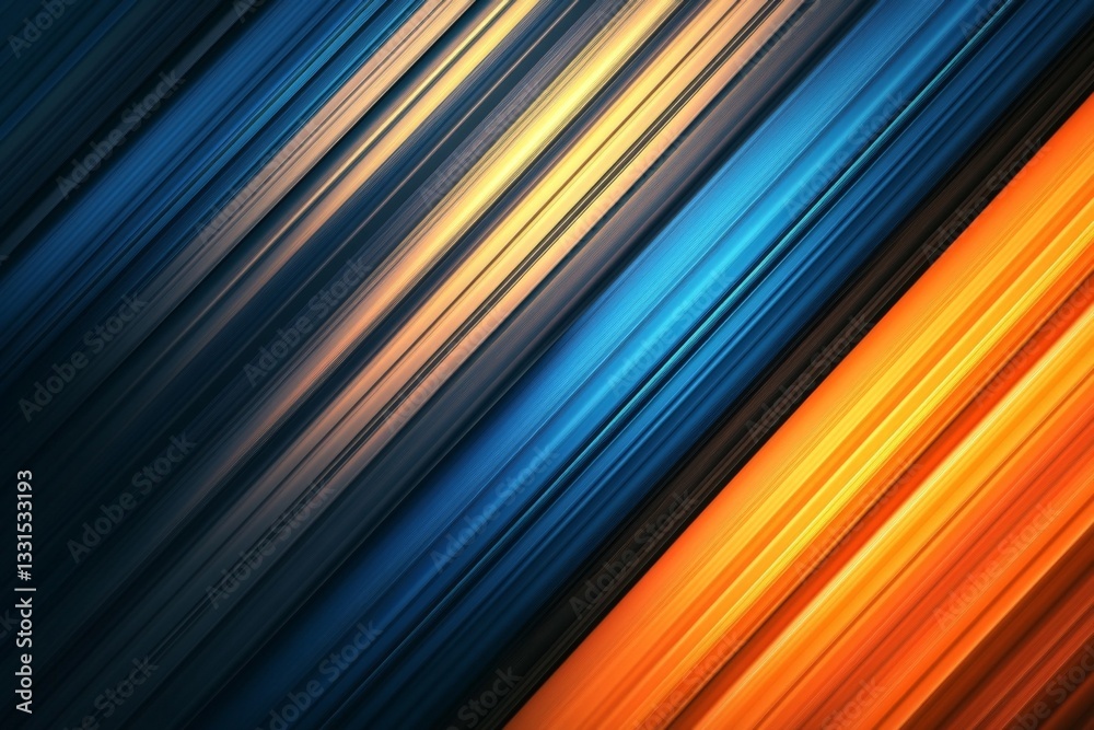 Poster Abstract lines in vibrant shades of blue and orange create dynamic movement and visual interest in a modern design