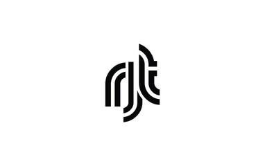 RJT Creative Unique Modern Letter Logo Design. Stylized logo featuring a unique letter design, presenting abstract minimalist aesthetics and modern appeal.