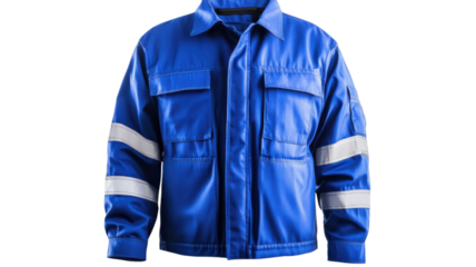 Reflective blue work jacket designed for safety and visibility in industrial environments and outdoor activities during the day or night