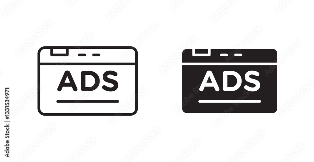 Poster ad vector icon set in black color.