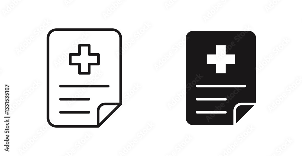 Aufkleber Add document vector icon set in black color.