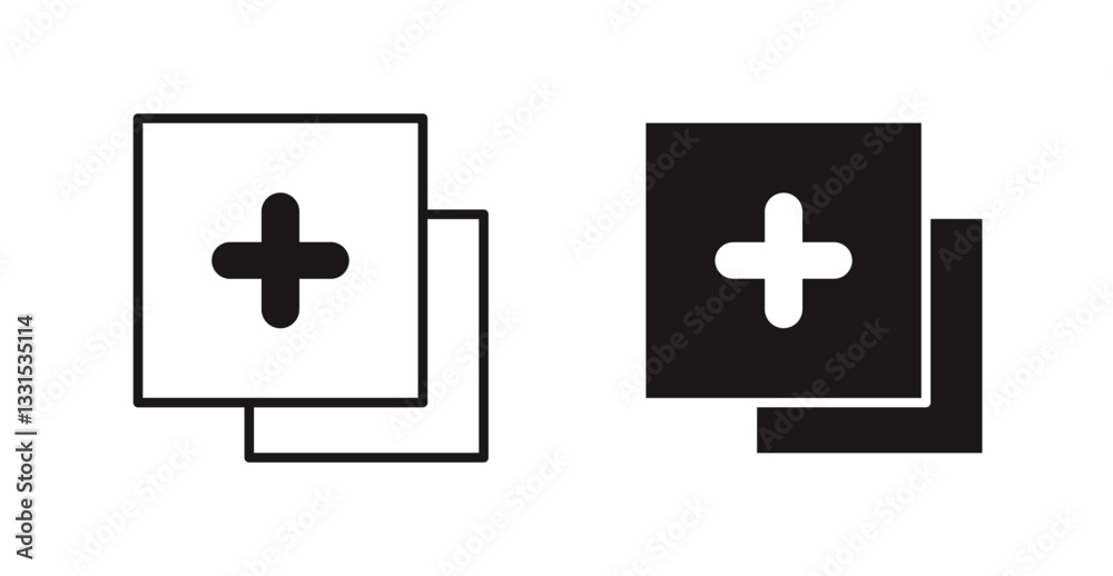 Poster Add apps vector icon set in black color.