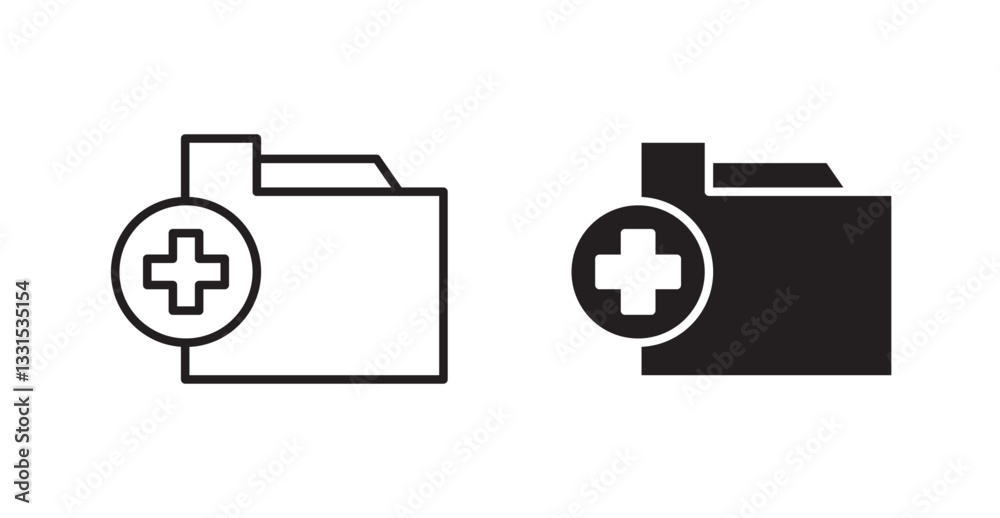 Poster Add folder vector icon set in black color.