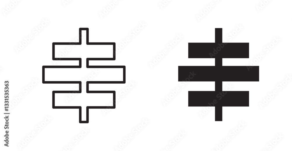 Poster align center vector icon set in black color.