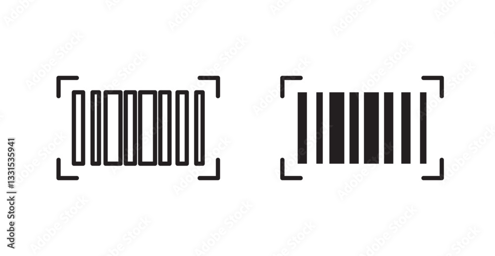 Aufkleber Barcode read vector icon set in black color.