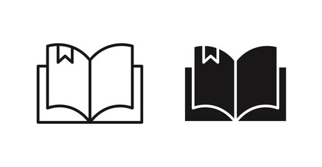 Book bookmark vector icon set in black color.