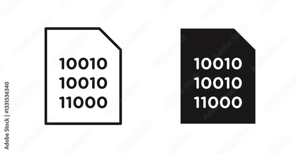 Aufkleber Binary code vector icon set in black color.