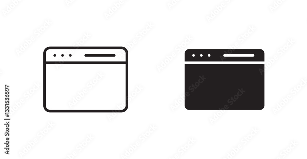 Poster browser vector icon set in black color.