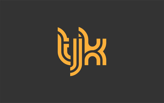 TJK Creative Unique Modern Letter Logo Design. Stylized logo featuring a unique letter design, presenting abstract minimalist aesthetics and modern appeal.