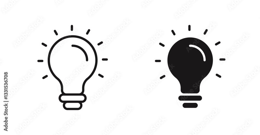 Poster bulb vector icon set in black color.