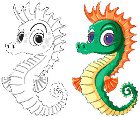 Colorful Seahorse Vector Illustration