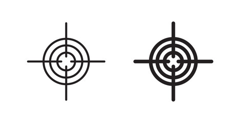 Bullseye pointer vector icon set in black color.