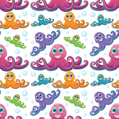 Colorful Octopus Seamless Pattern Design