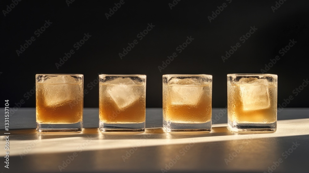 Poster a row of three glasses filled with ice
