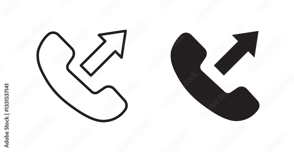Poster call outgoing vector icon set in black color.