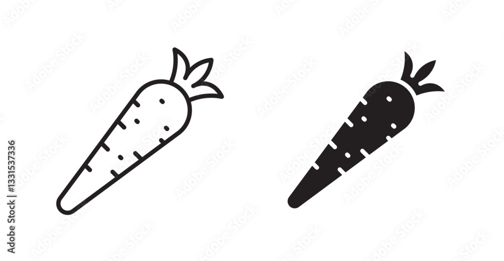 Poster carrot vector icon set in black color.