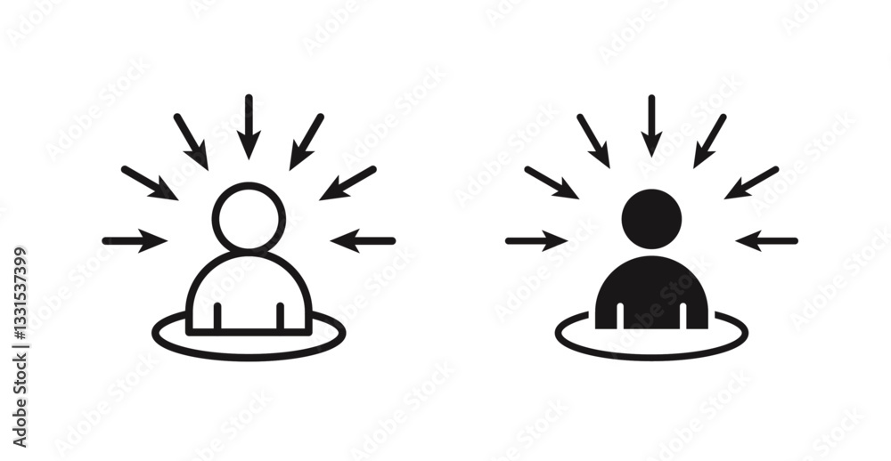 Poster centric consumer vector icon set in black color.