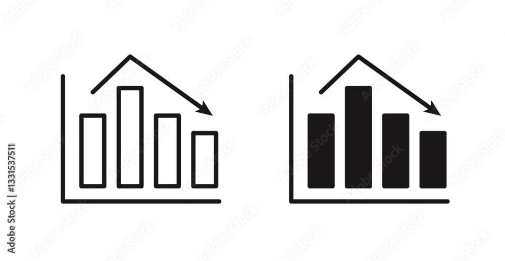 Aufkleber Chart histogram vector icon set in black color.