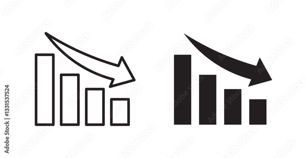 Poster Chat arrow down vector icon set in black color.