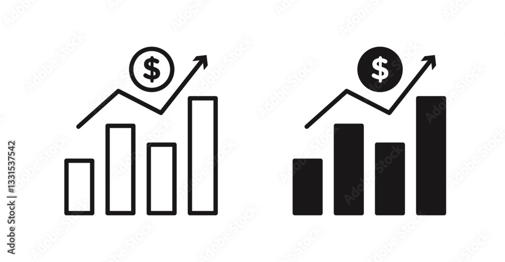 Poster chat arrow grow vector icon set in black color.