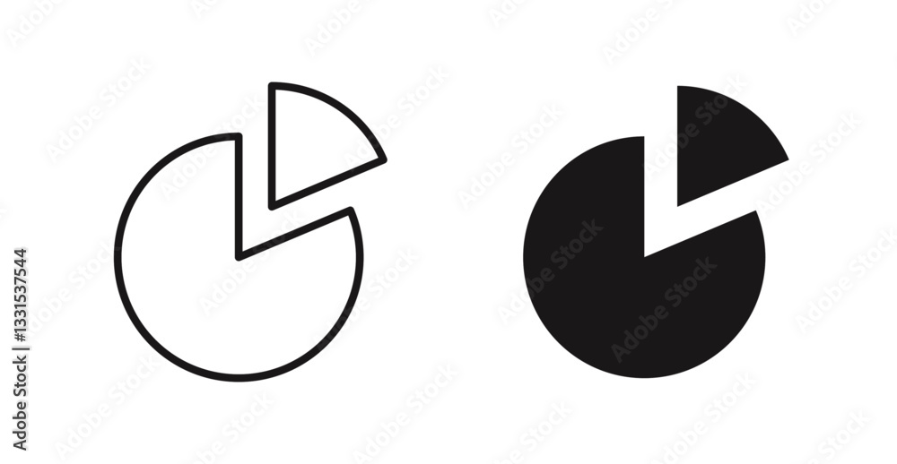 Aufkleber chart pie vector icon set in black color.