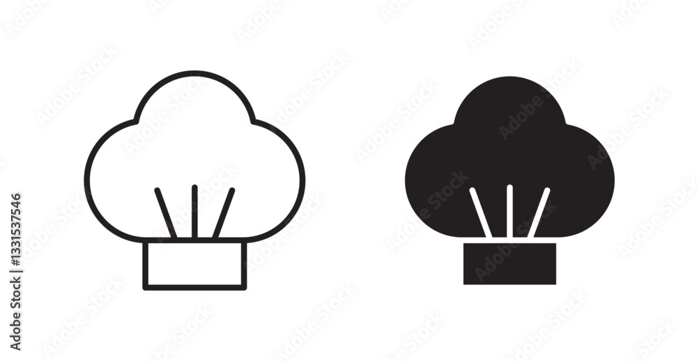 Poster chef hat vector icon set in black color.