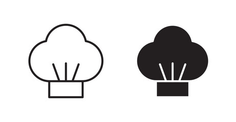 Chef hat vector icon set in black color.