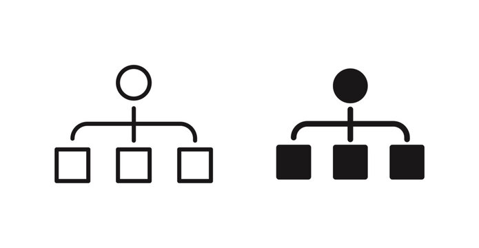 Chart tree vector icon set in black color.