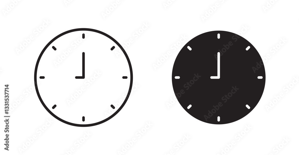 Aufkleber clock nine vector icon set in black color.