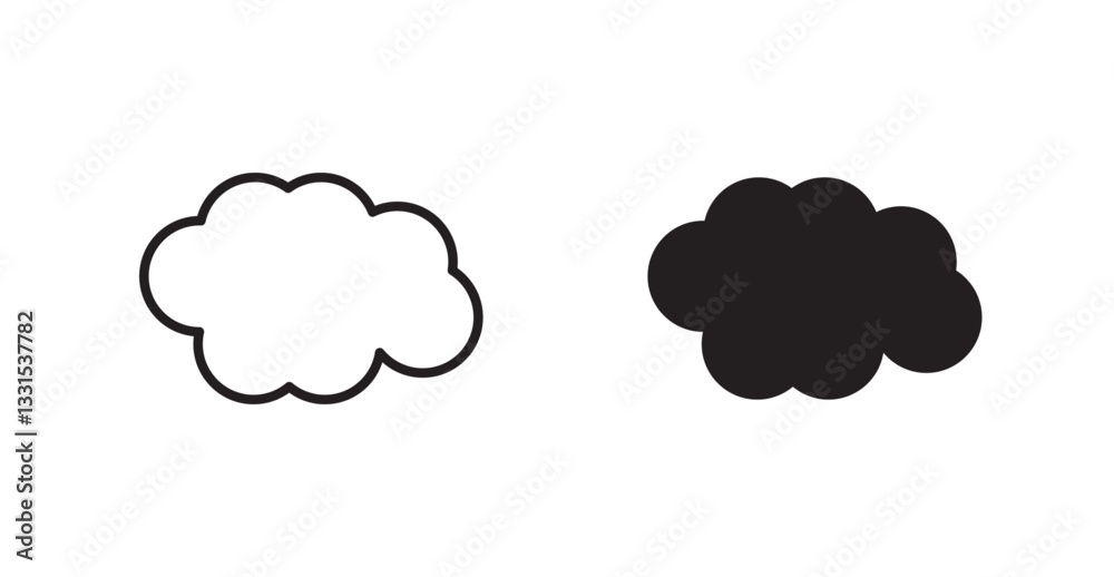Poster cloud vector icon set in black color.