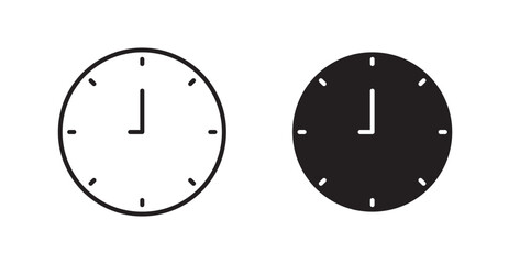 Clock nine vector icon set in black color.