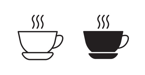 Coffee vector icon set in black color.