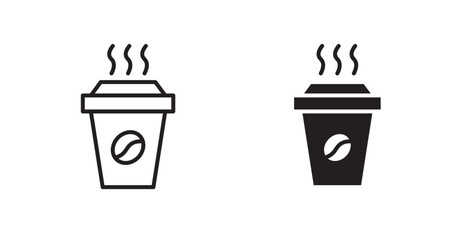 Coffee vector icon set in black color.