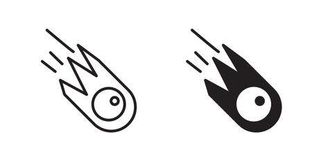 Comet vector icon set in black color.