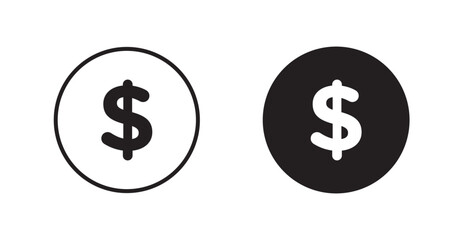 Coin vector icon set in black color.