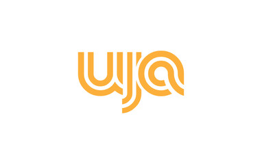 UJA Creative Unique Modern Letter Logo Design. Stylized logo featuring a unique letter design, presenting abstract minimalist aesthetics and modern appeal.
